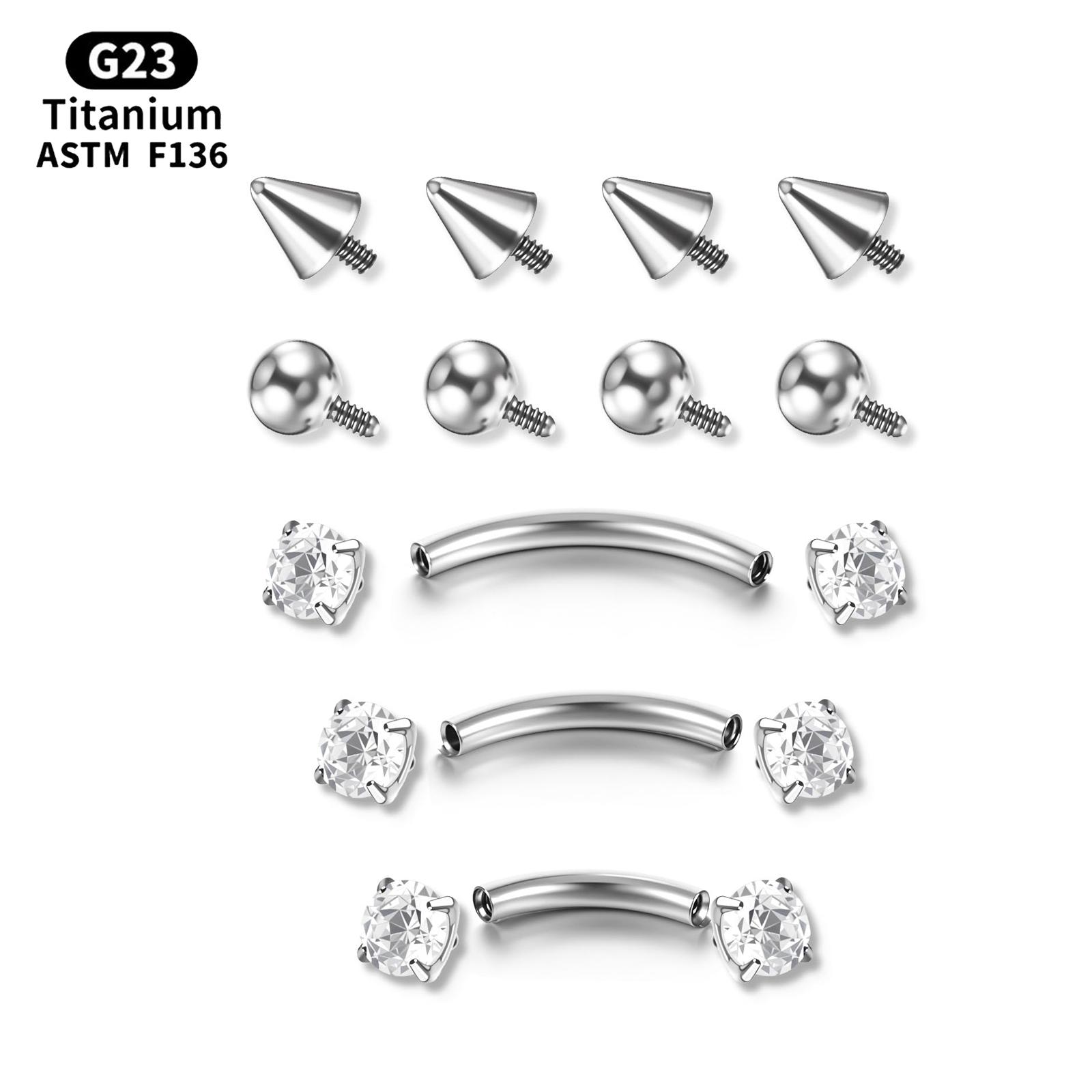 Body Jewelry Vertical Labret - 17Pcs / Set Titânio rosca interna