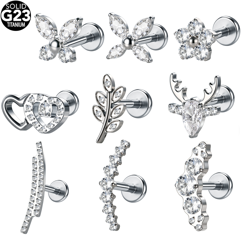 Flat Back Labret Stud - 1/5 Peças Brinco de Cartilagem G23