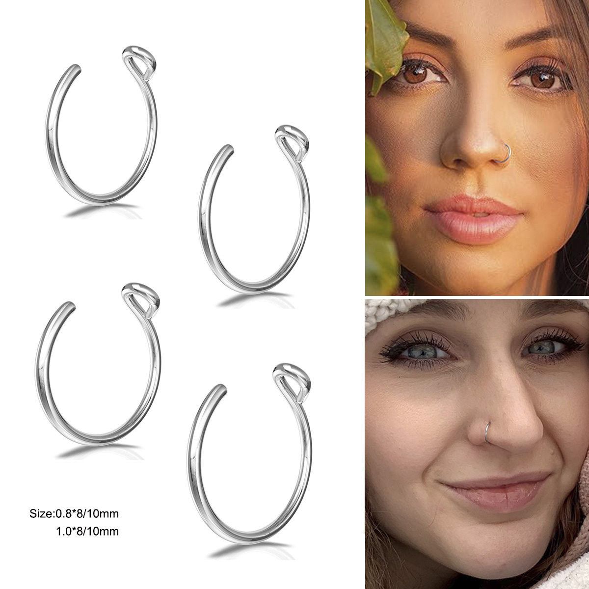Body Jewelry Metal Types - 2 Peças de Aço Inoxidável, Argola