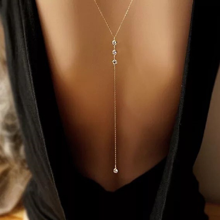 Body Jewelry Dress - Novo strass sexy feminino volta corrente