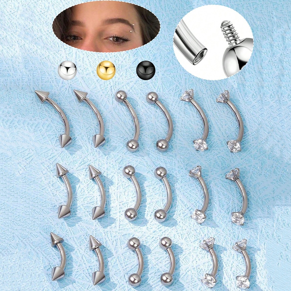 Body Jewelry Vertical Labret - 6 pçs 16g de aço inoxidável