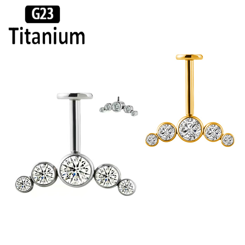 Body Jewelry Vertical Labret - Piercing de Titânio G23 com Rosca