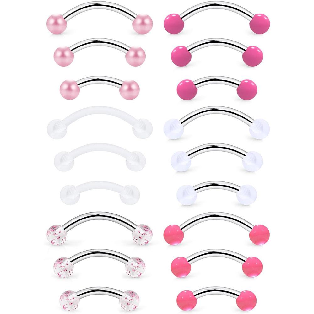 Body Jewelry Vertical Labret - Conjunto de 1/18 Peças 16G 6/8/10mm