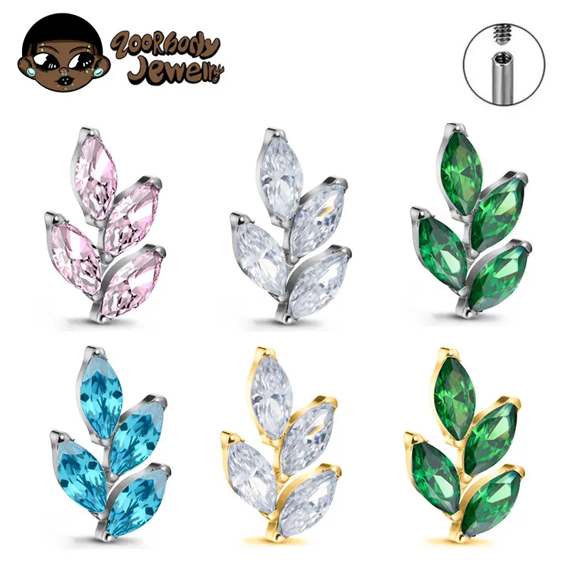 Body Jewelry Internally Threaded - G23 titânio gem cz orelha concha
