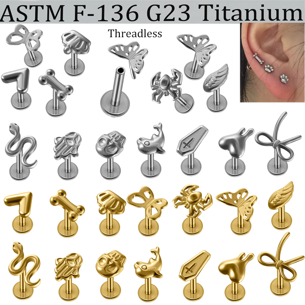 Body Jewelry Etc - 2/1 pçs g23 titânio sólido threadless