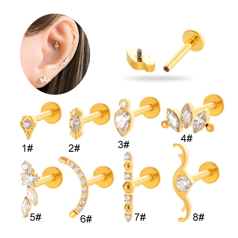 Body Jewelry Internally Threaded - 1 Peça Piercing Labret de Titânio