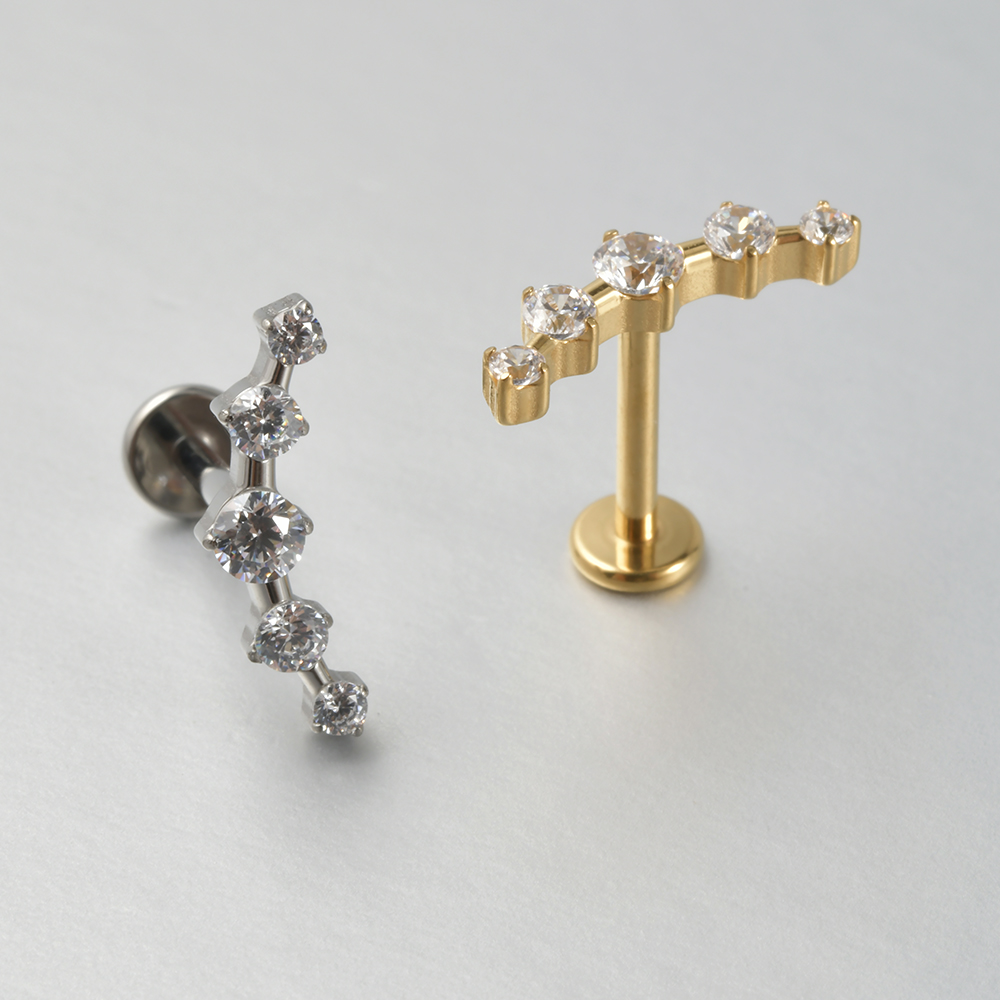 1 peça de titânio lábio studs  - Body Jewelry Internally Threaded avaliação e preço