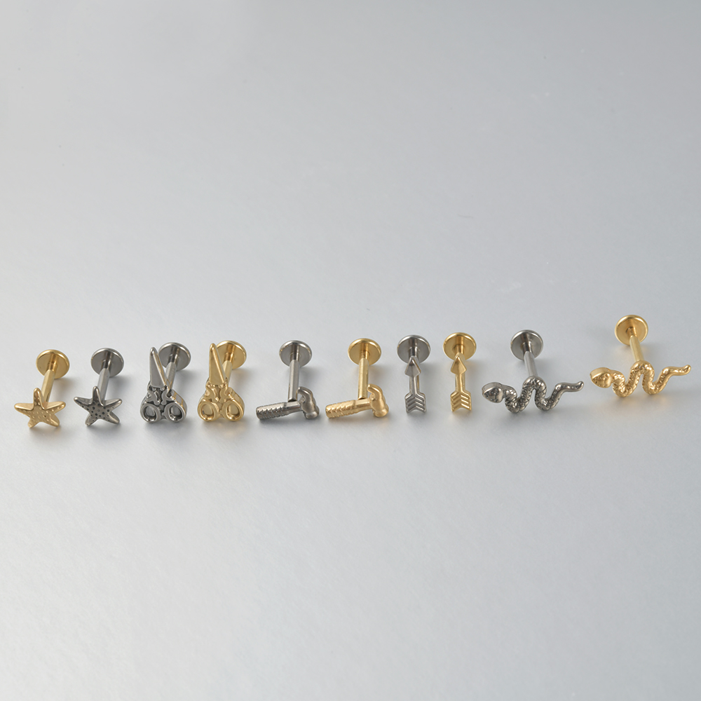 1 peça de titânio lábio studs  - Body Jewelry Internally Threaded avaliação e preço