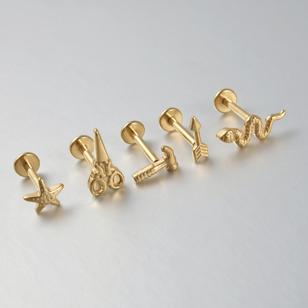 1 peça de titânio lábio studs  - Body Jewelry Internally Threaded avaliação e preço