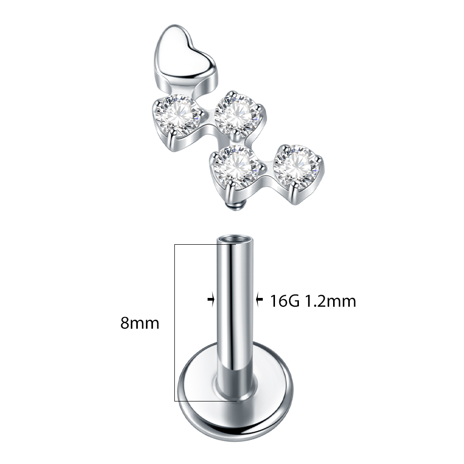Flor de titânio Zircão Labret  - Flat Back Labret Stud avaliação e preço