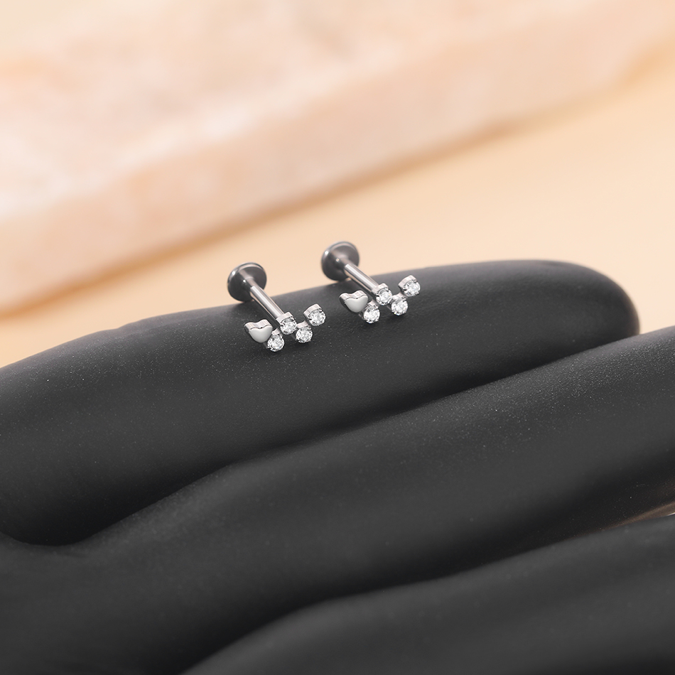 Flor de titânio Zircão Labret  - Flat Back Labret Stud avaliação e preço