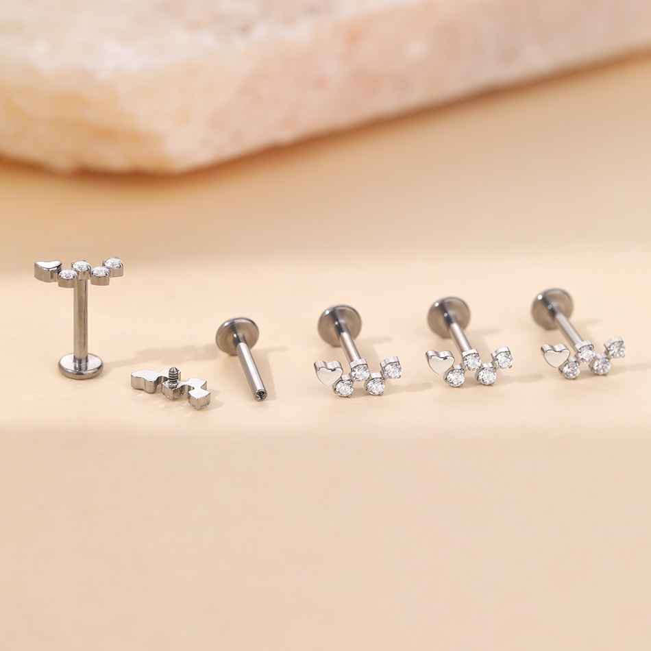 Flor de titânio Zircão Labret  - Flat Back Labret Stud avaliação e preço