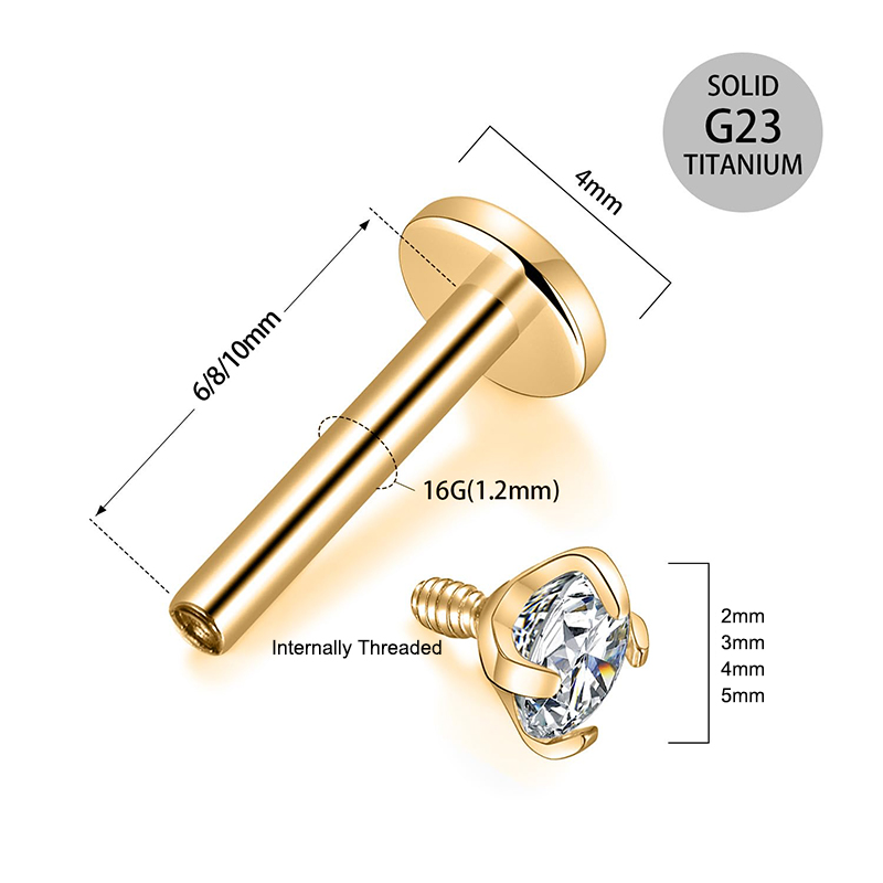 Brinco de Titânio 16G com Rosc - Body Jewelry Internally Threaded avaliação e preço