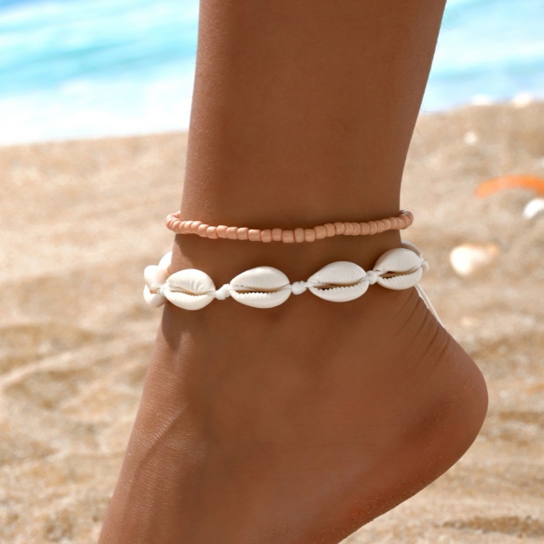 2 pçs bohemia natural concha t - Body Jewelry Leg Chain avaliação e preço