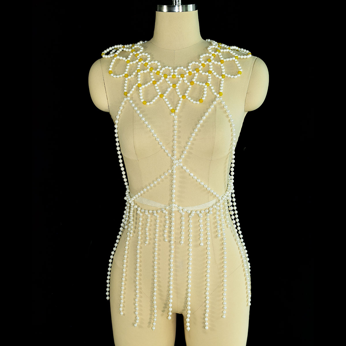 Moda falso pérola corpo jóias  - Yellow Body Jewelry avaliação e preço