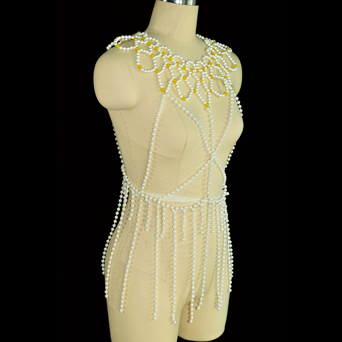 Moda falso pérola corpo jóias  - Yellow Body Jewelry avaliação e preço