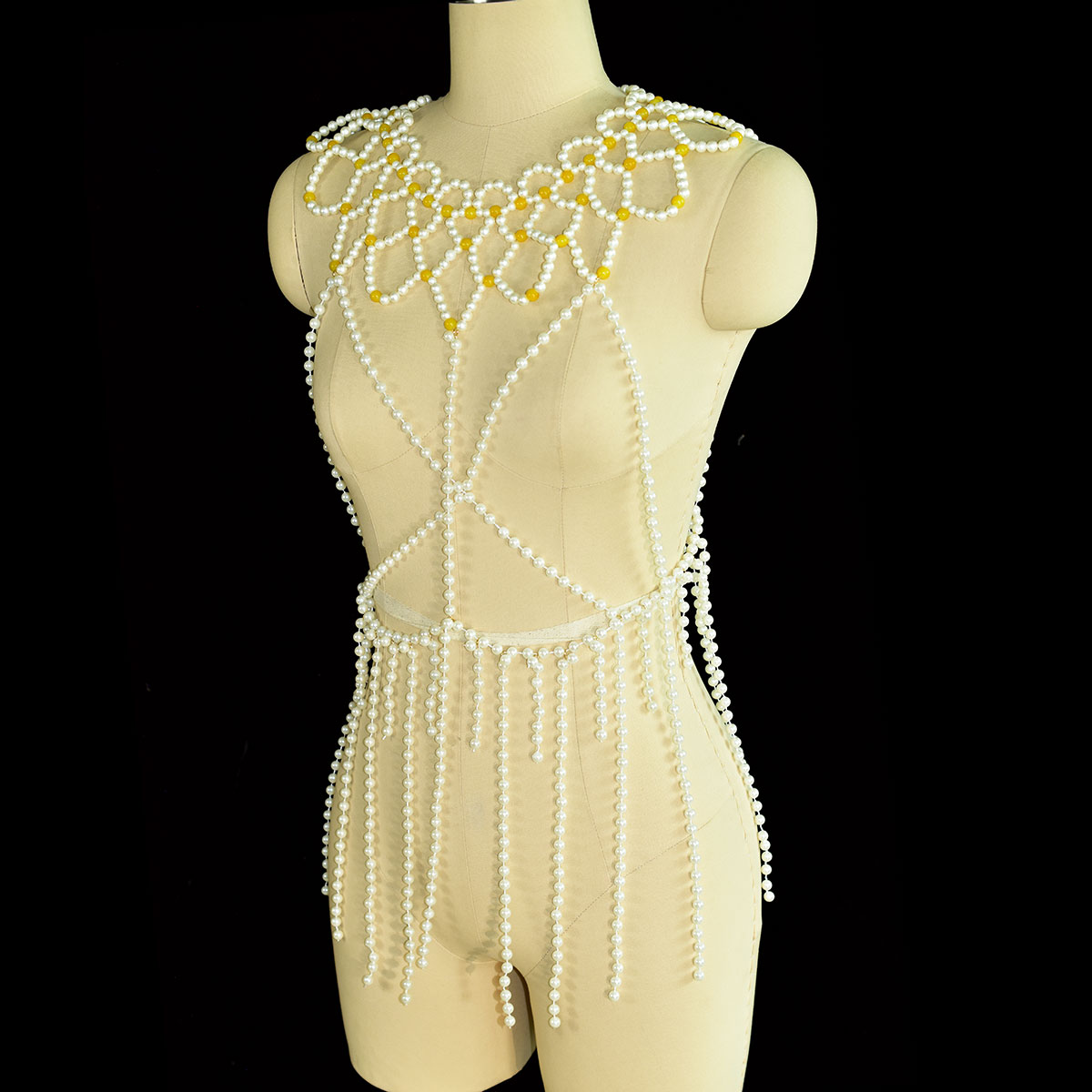 Moda falso pérola corpo jóias  - Yellow Body Jewelry avaliação e preço