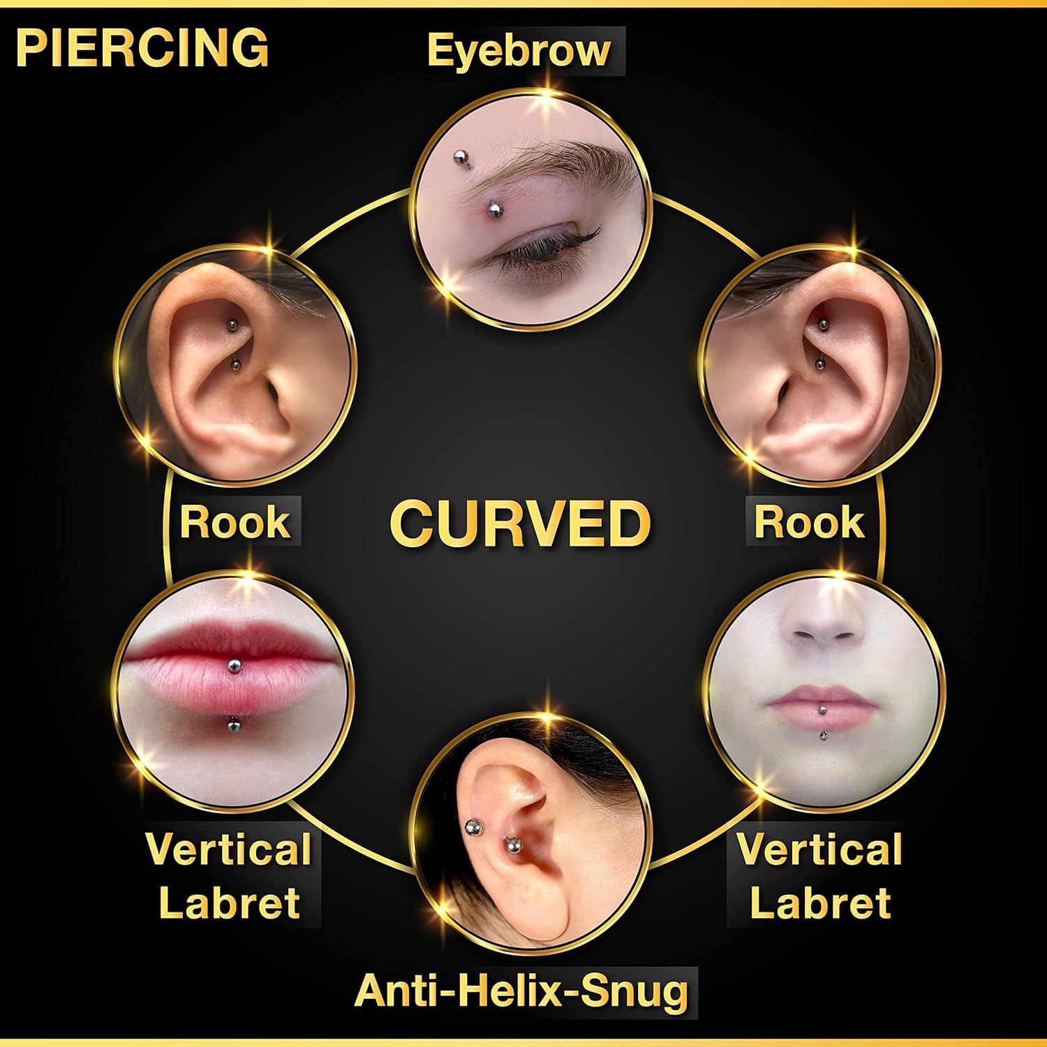 Conjunto de 32 peças de joias  - Body Jewelry Vertical Labret avaliação e preço