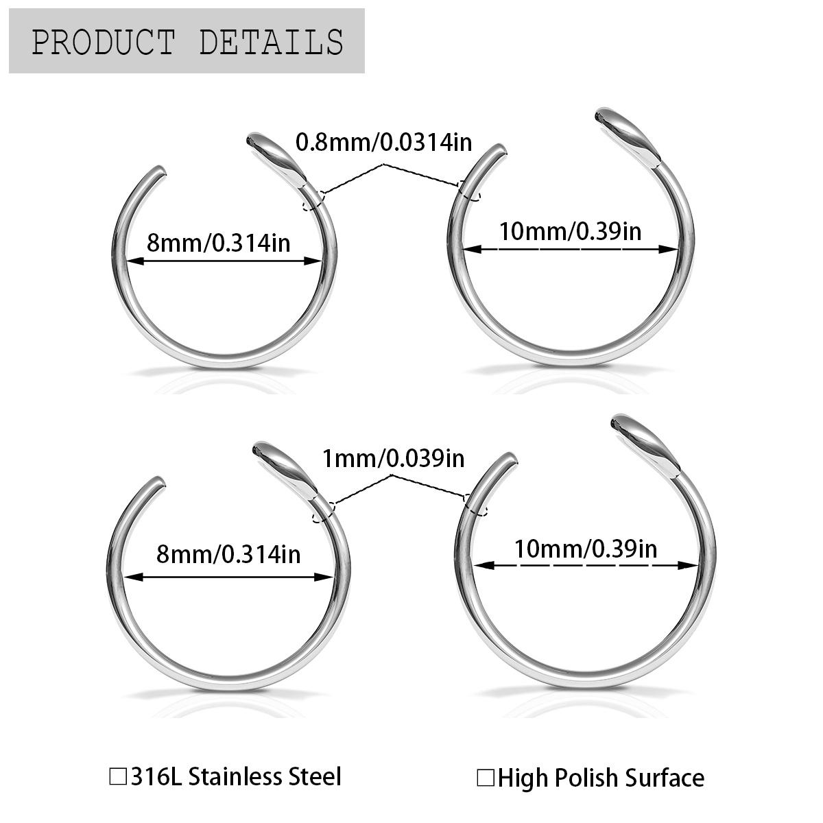 2 Peças de Aço Inoxidável, Arg - Body Jewelry Metal Types avaliação e preço