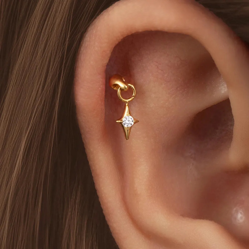 1PC Piercing Labret de Titânio - Body Jewelry Vertical Labret avaliação e preço