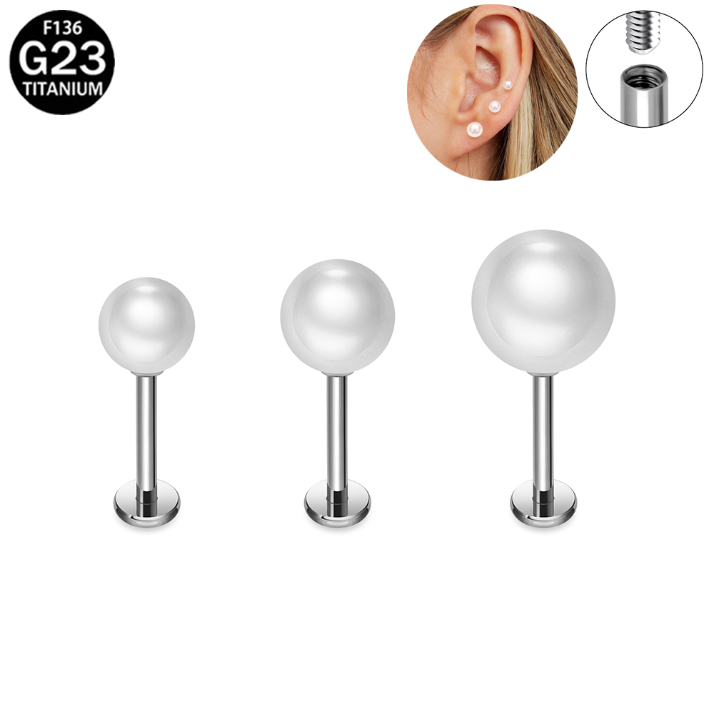Brincos de pérola de titânio A - Flat Back Labret Stud avaliação e preço