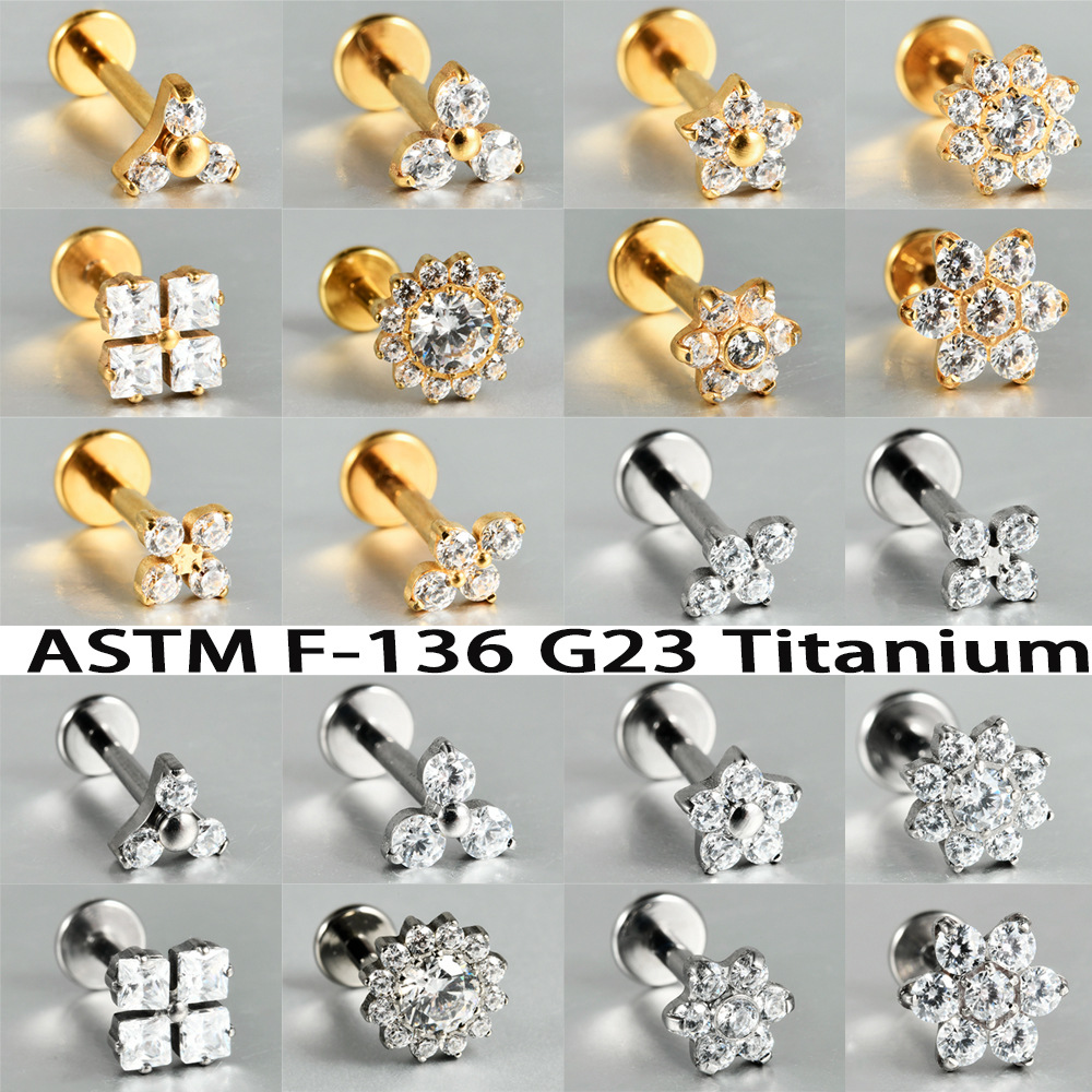 1PC ASTM F136 G23 Titânio Flor - Body Jewelry Internally Threaded avaliação e preço