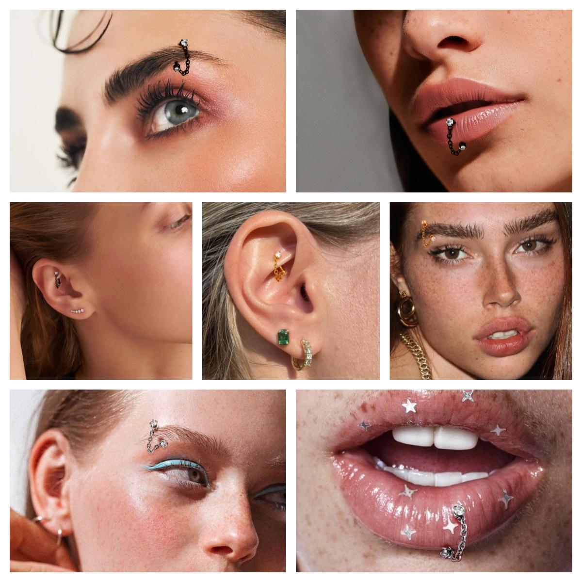 3 Peças de Joias de Piercing e - Body Jewelry Vertical Labret avaliação e preço