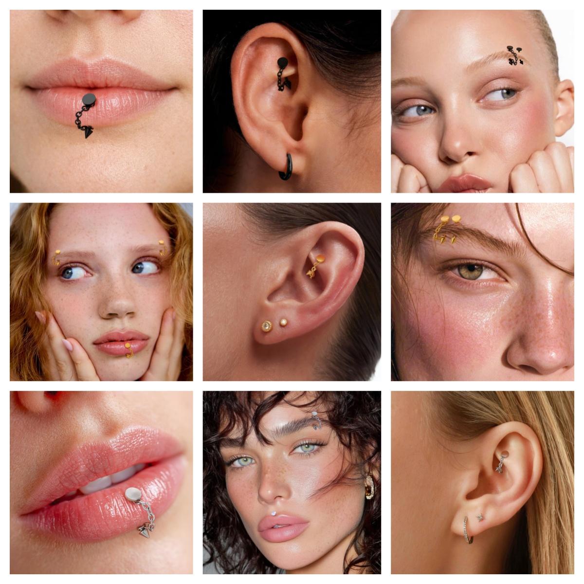 3 Peças de Joias de Piercing e - Body Jewelry Vertical Labret avaliação e preço