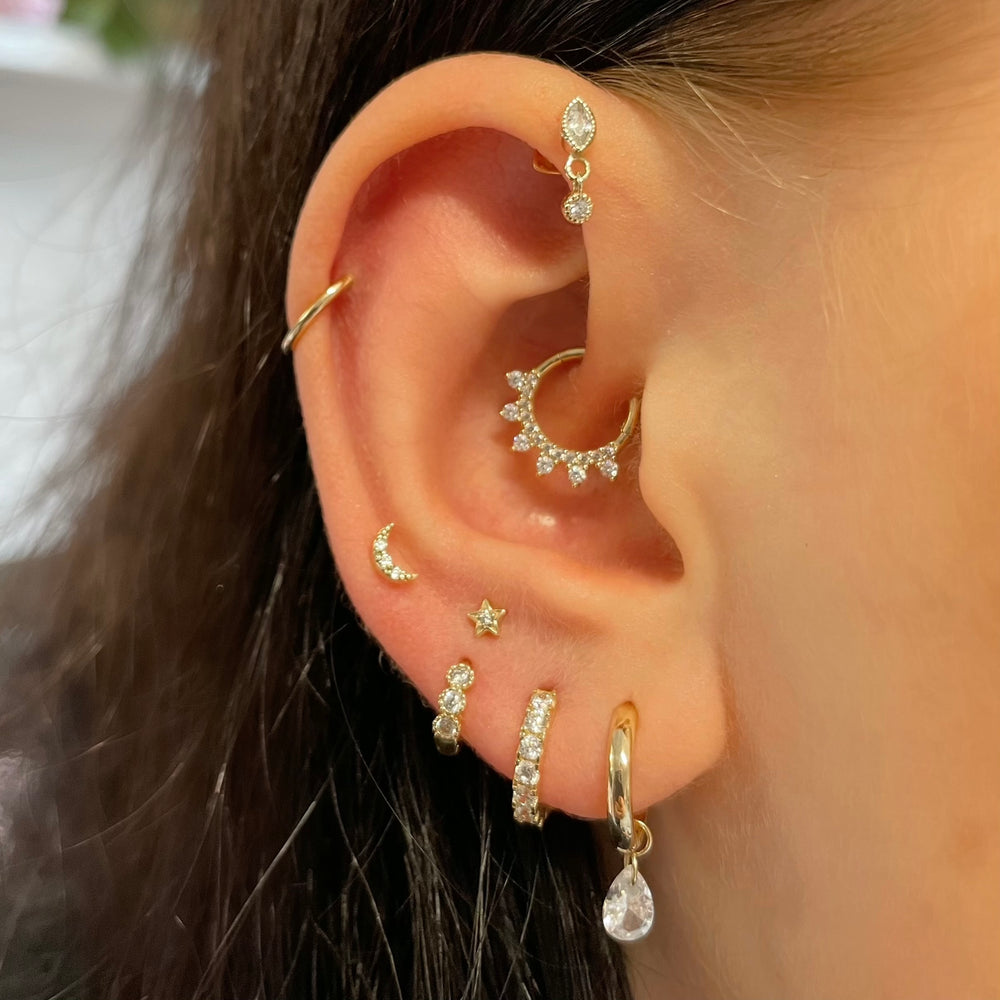 Estrela lua cartilagem brincos - Flat Back Labret Stud avaliação e preço
