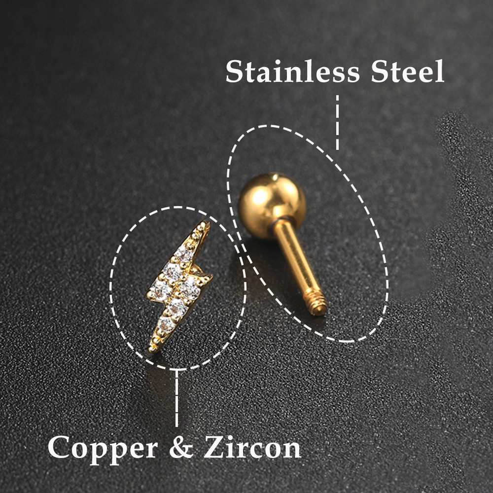 Estrela lua cartilagem brincos - Flat Back Labret Stud avaliação e preço