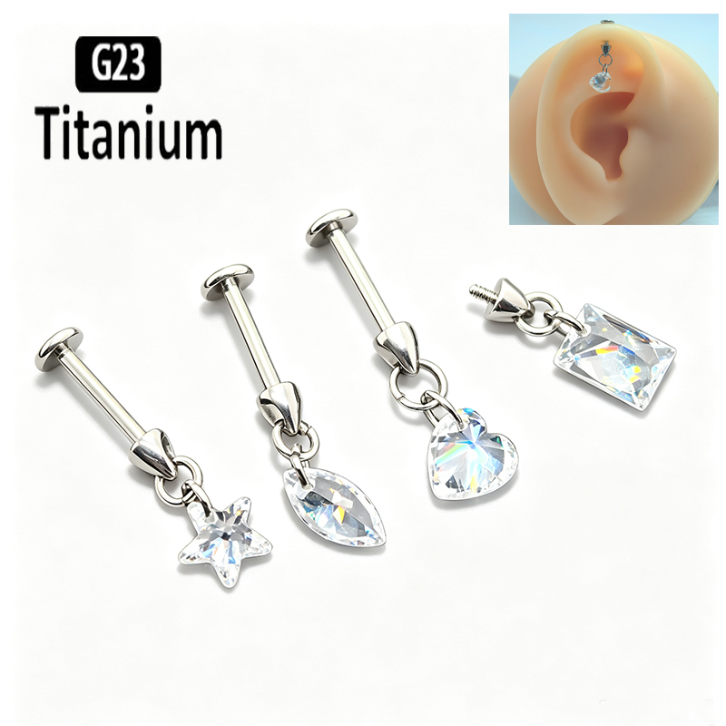 Piercing de Titânio G23 com Ro - Body Jewelry Vertical Labret avaliação e preço