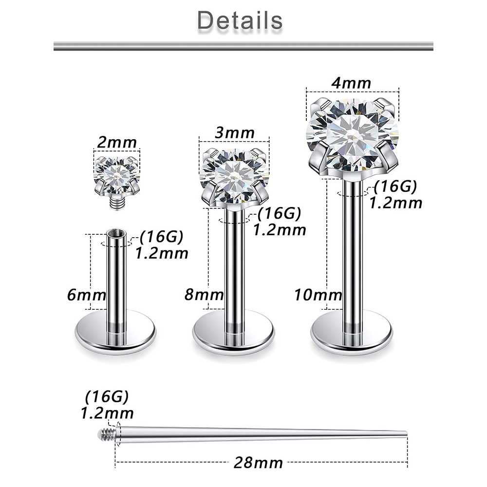 13 pçs labret piercing conjunt - Flat Back Labret Stud avaliação e preço