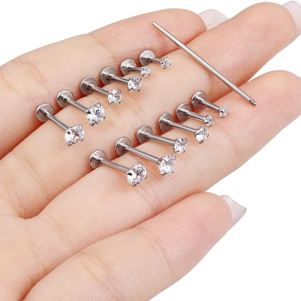 13 pçs labret piercing conjunt - Flat Back Labret Stud avaliação e preço