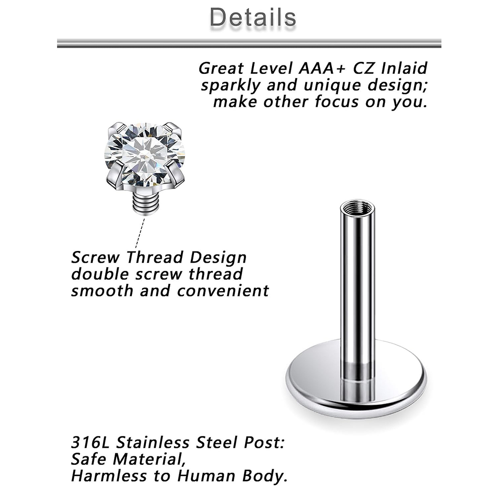 13 pçs labret piercing conjunt - Flat Back Labret Stud avaliação e preço
