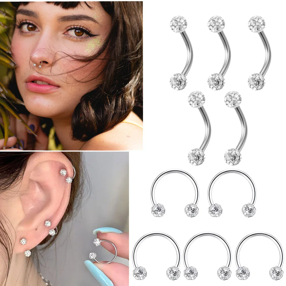 Anel labial espiral de bola de - Body Jewelry Metal Types avaliação e preço