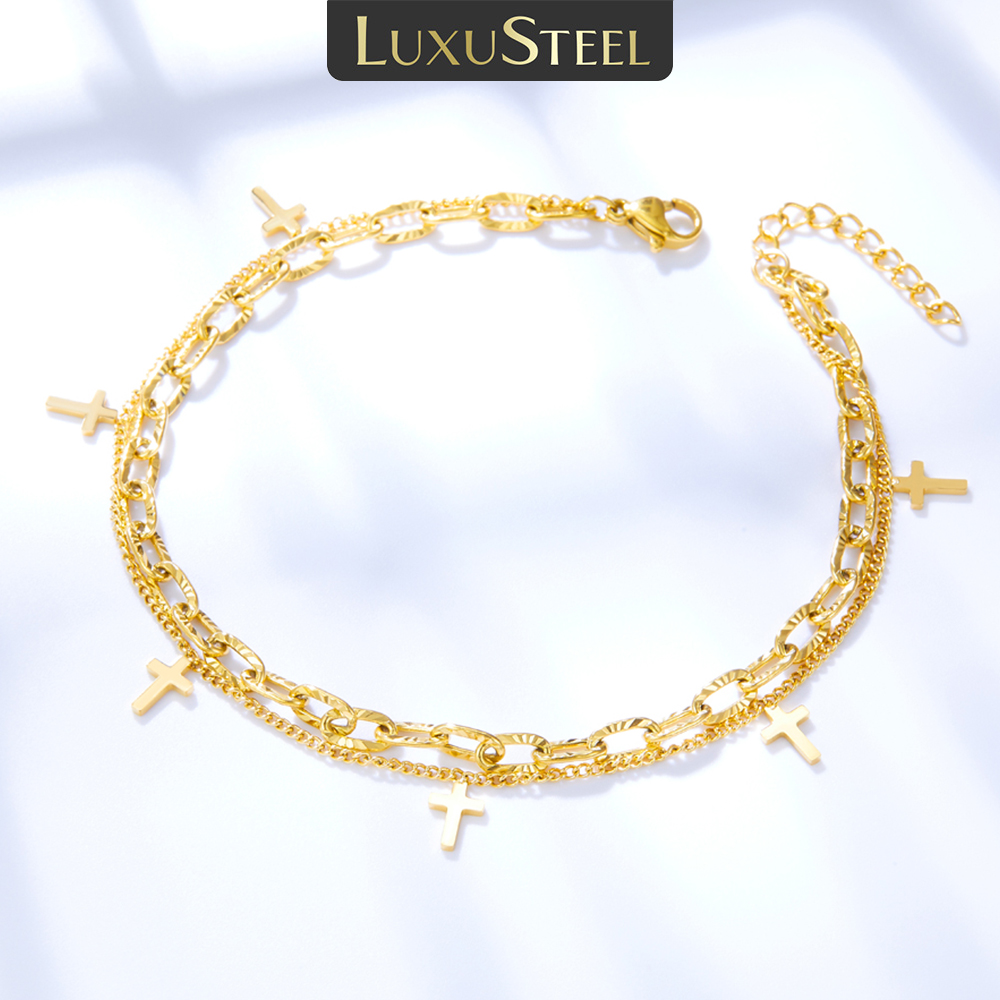 Luxusteel cruz dupla pé corren - Body Jewelry Leg Chain avaliação e preço