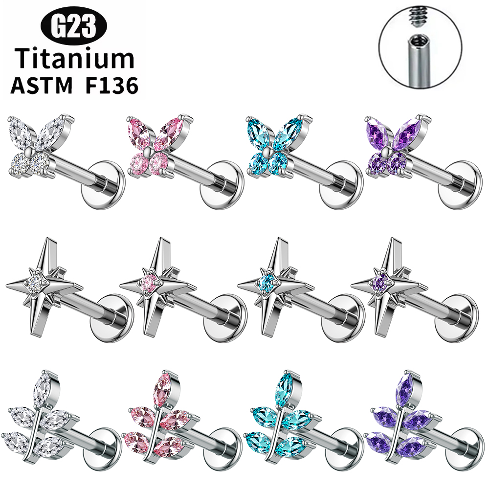 1 Peça Piercing de Titânio G23 - Flat Back Labret Stud avaliação e preço