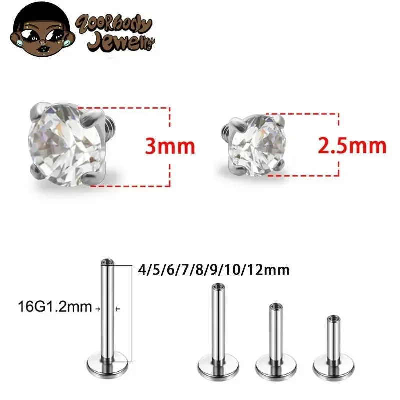 1 peça piercing de titânio g23 - Body Jewelry Internally Threaded avaliação e preço