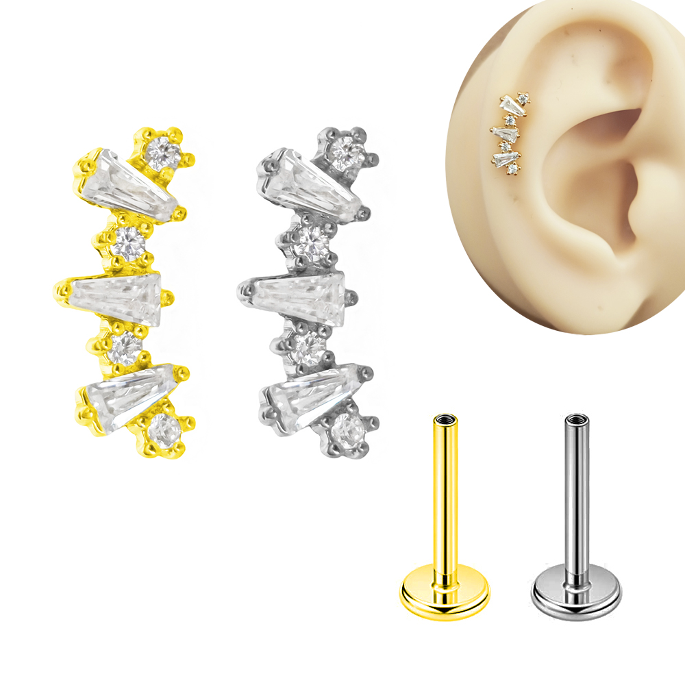 Interno rosca Cubic Zirconia L - Flat Back Labret Stud avaliação e preço
