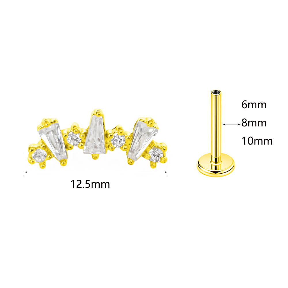 Interno rosca Cubic Zirconia L - Flat Back Labret Stud avaliação e preço
