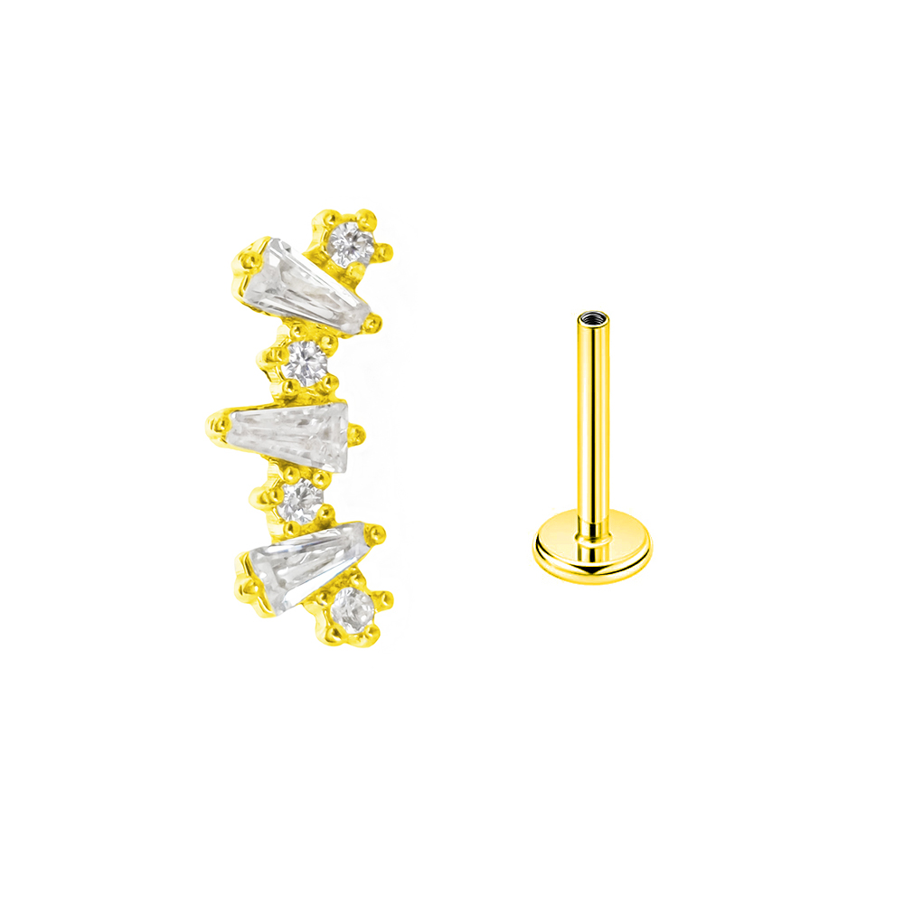Interno rosca Cubic Zirconia L - Flat Back Labret Stud avaliação e preço
