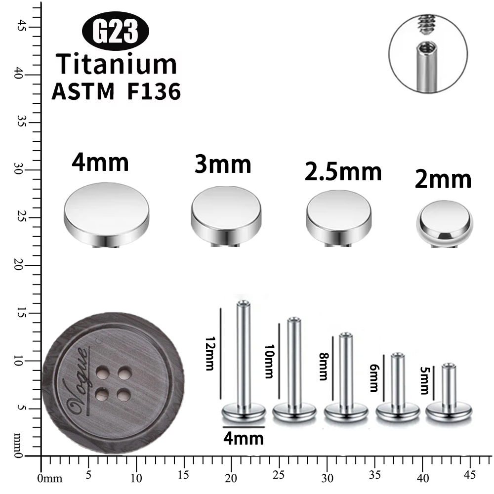 ASTM F136 Círculo de Titânio D - Flat Back Labret Stud avaliação e preço