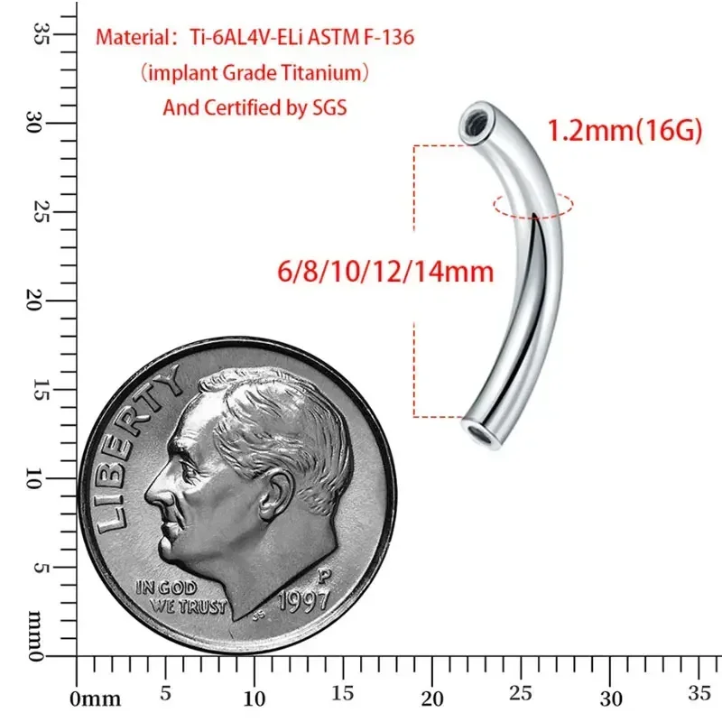 10 Pçs/lote ASTM F136 Rosca In - Body Jewelry Internally Threaded avaliação e preço