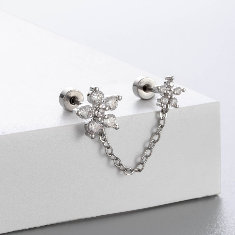 Brincos de Titânio G23 com Zir - Flat Back Labret Stud avaliação e preço