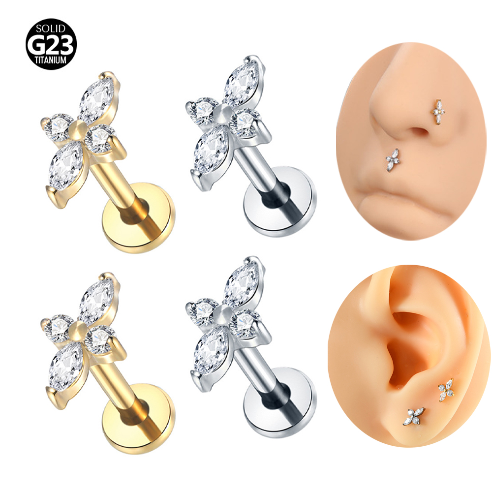 1PC Piercing Labret de Titânio - Flat Back Labret Stud avaliação e preço