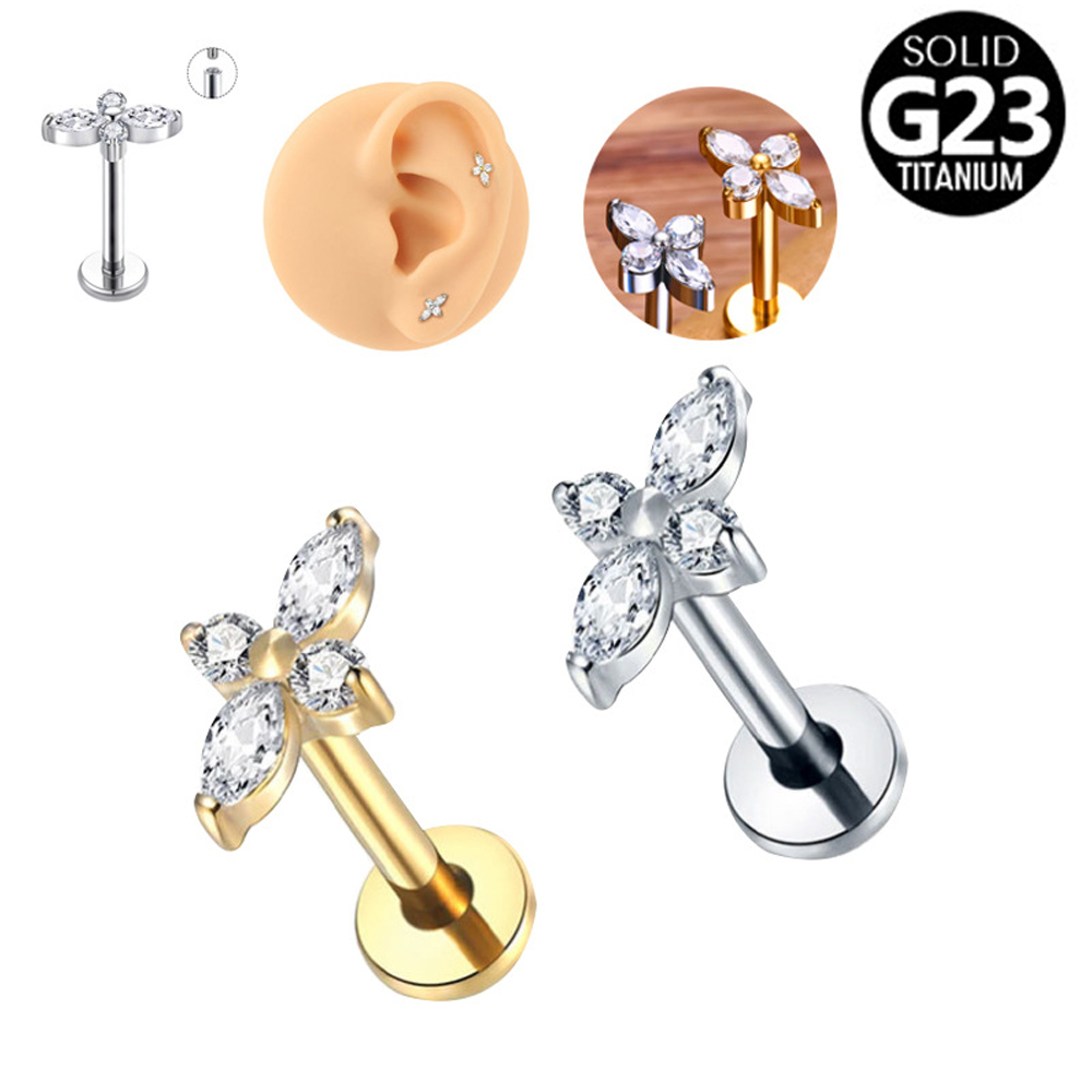 1PC Piercing Labret de Titânio - Flat Back Labret Stud avaliação e preço