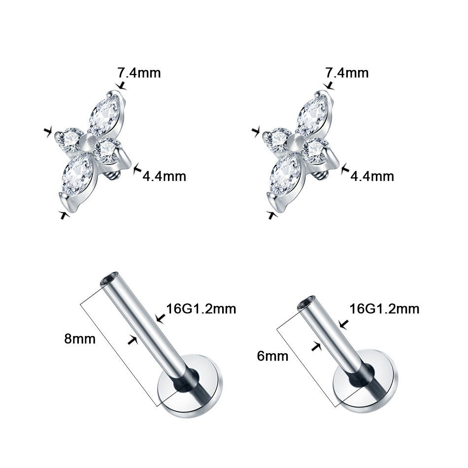1PC Piercing Labret de Titânio - Flat Back Labret Stud avaliação e preço