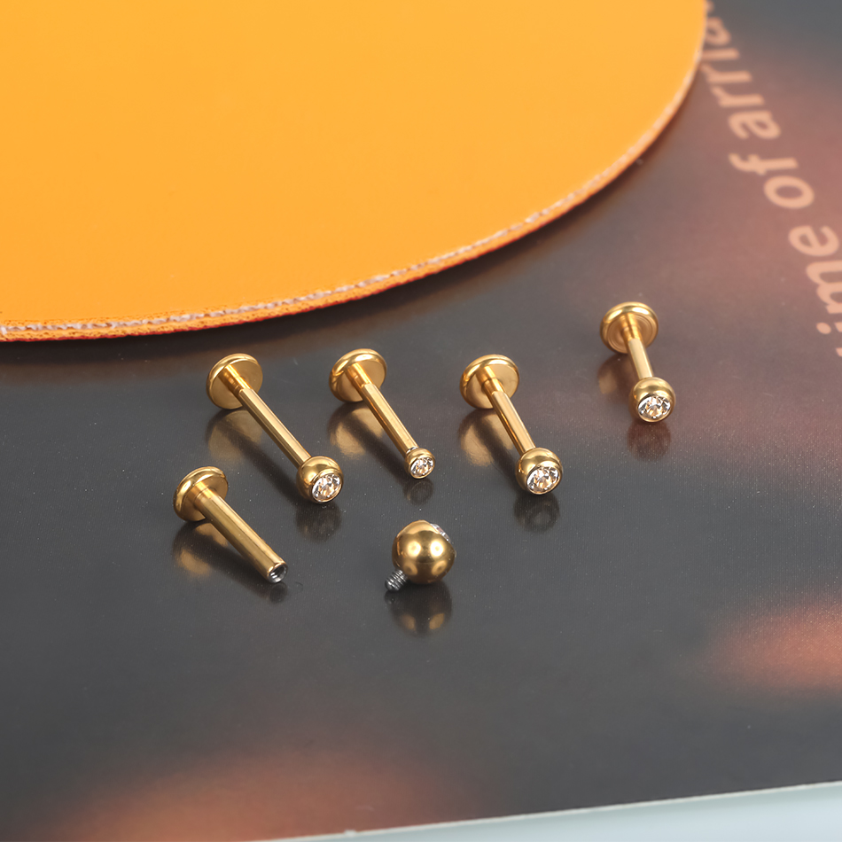 G23 titânio labret piercing lá - Body Jewelry Internally Threaded avaliação e preço