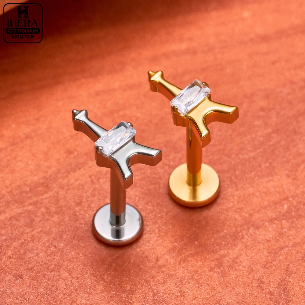 Piercing Labret de Titânio G23 - Body Jewelry Vertical Labret avaliação e preço