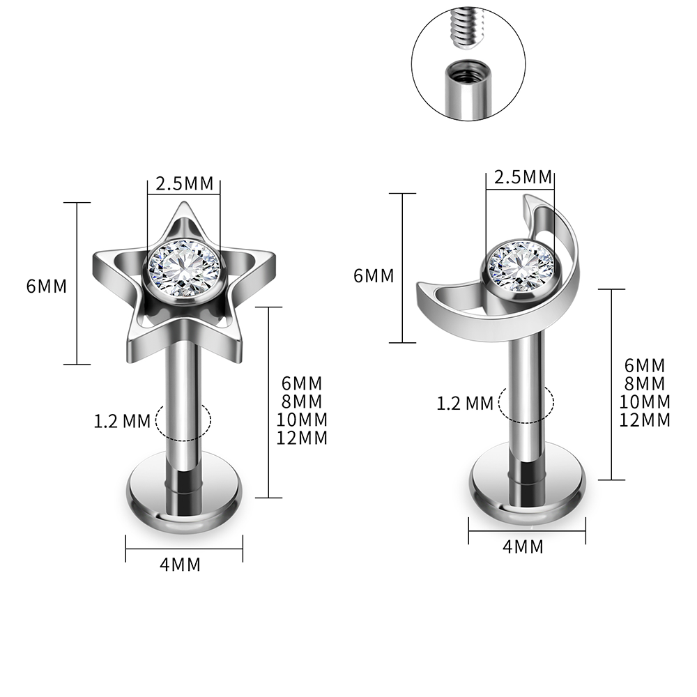 Piercing Labret G23 Titânio Es - Body Jewelry Vertical Labret avaliação e preço